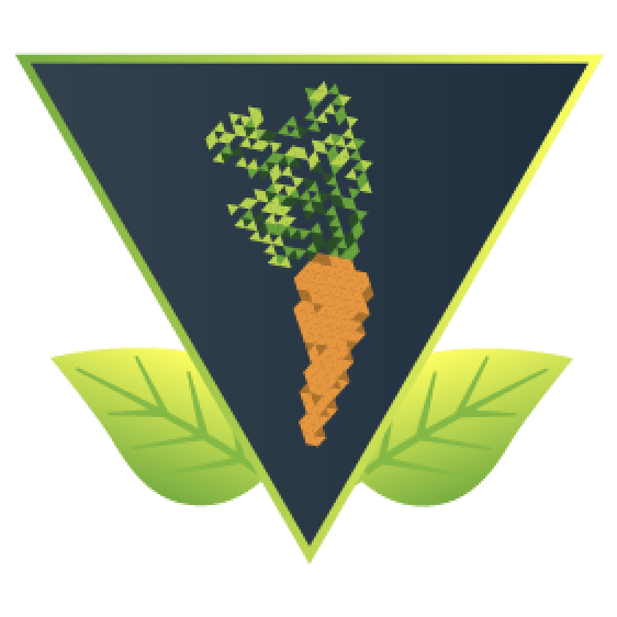 Carrot achievement badge: a pixel-art orange carrot with leafy green tops framed by two green leaves
